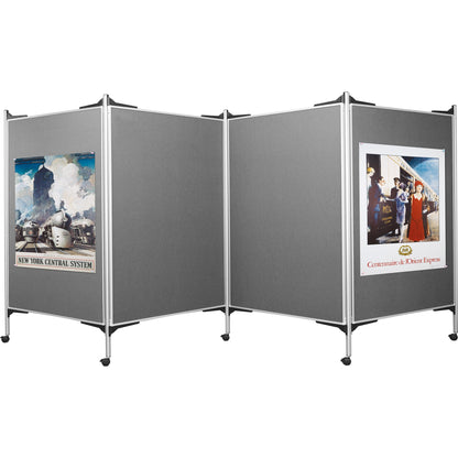 magnetoplan® Präsentationswand mobil SET 2 518,5 x 180 x 4 cm (B x H x T) inkl. 5 Vierkantsäulen grau