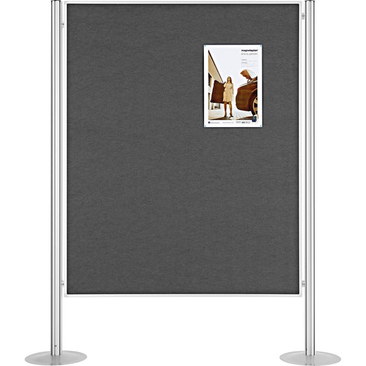 magnetoplan® Präsentationswand SET 1 134,5 x 180 x 44 cm (B x H x T) inkl. 2 Achtkantsäulen grau
