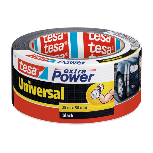 tesa® Gewebeband extra Power® Universal Innenbereich, Außenbereich 50 mm x 25 m (B x L) schwarz