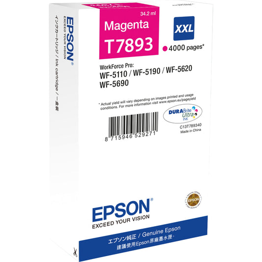 Epson Tintenpatrone Originalzubehör T7893 ca. 4.000 Seiten magenta 34,2ml