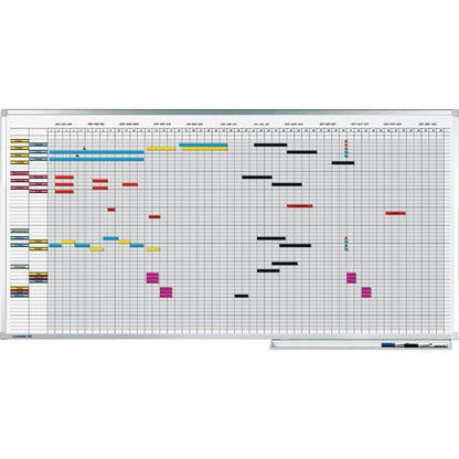 Legamaster Jahresplaner PROFESSIONAL 150 x 75 cm (B x H) 5-Tage-Woche 50 Mitarbeiter/Projekte inkl. Datumstreifenset 2 (7-404100), Boardmarker Aluminium weiß