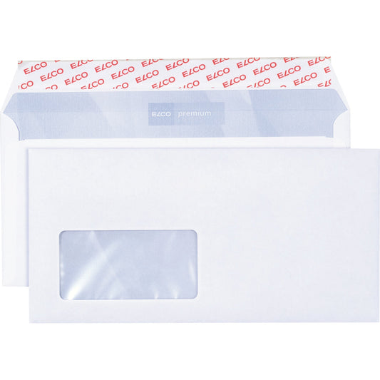 ELCO Briefumschlag Premium DIN lang+ 229 x 114 mm (B x H) mit Haftklebung mit Fenster 80g/m² hochweiß 500 St./Pack.