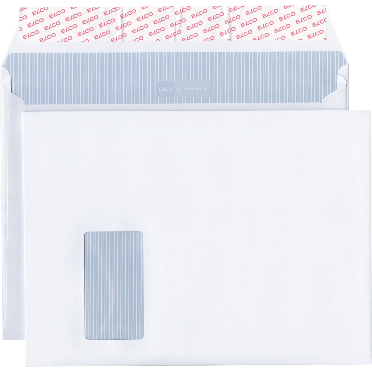 ELCO Faltentasche Documento DIN C4+ 324 x 239 mm (B x H) mit Fenster 120g/m² mit Haftklebung Papier weiß 200 St./Pack.