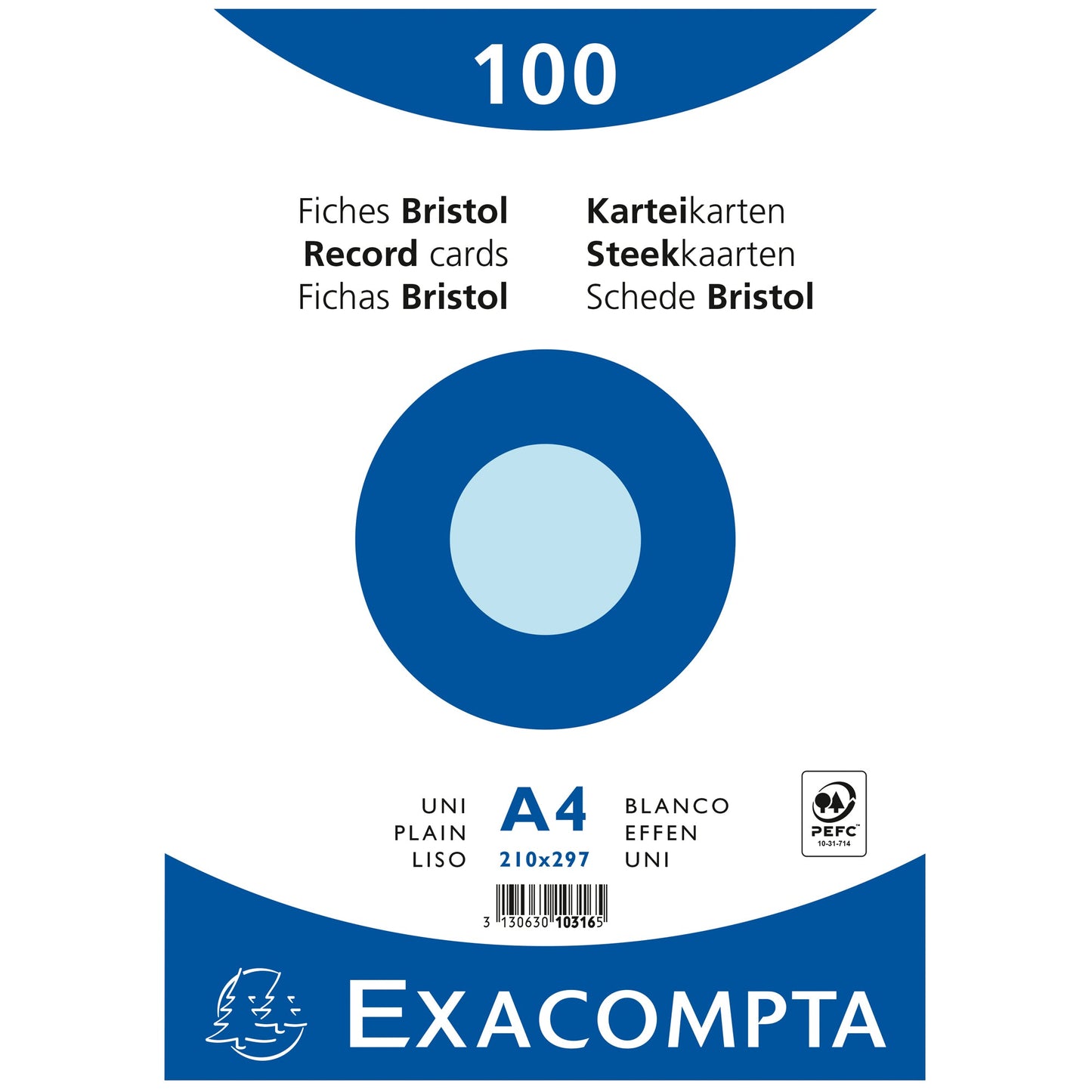 Exacompta Karteikarte DIN A4 blanko blau 100 St./Pack.