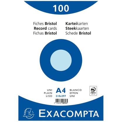 Exacompta Karteikarte DIN A4 blanko blau 100 St./Pack.
