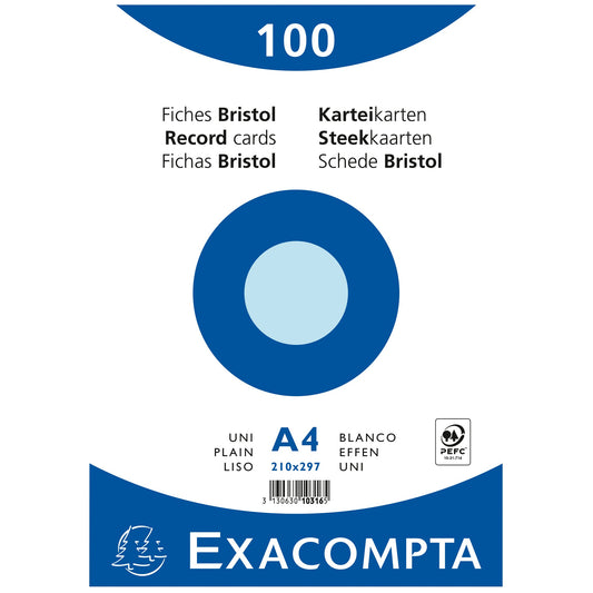 Exacompta Karteikarte DIN A4 blanko blau 100 St./Pack.