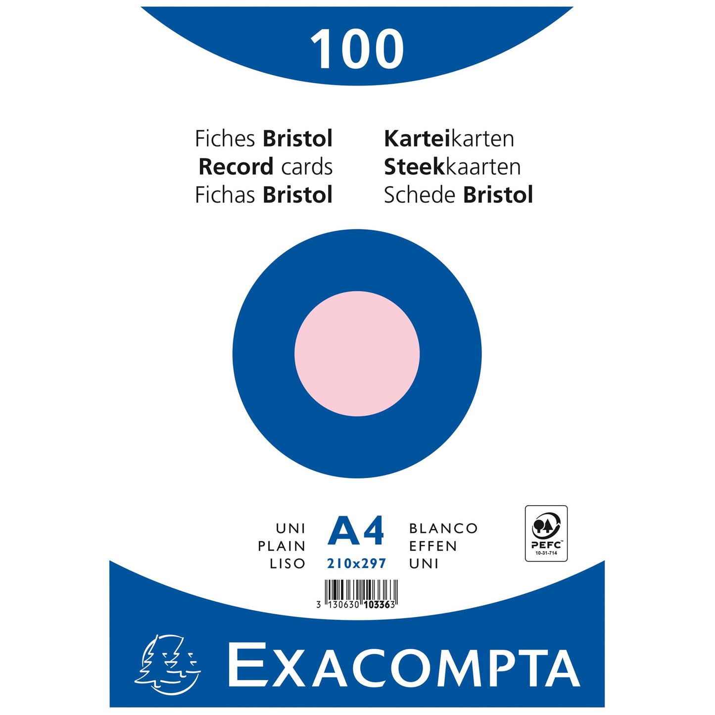 Exacompta Karteikarte DIN A4 blanko rosa 100 St./Pack.