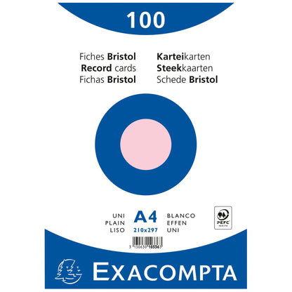 Exacompta Karteikarte DIN A4 blanko rosa 100 St./Pack.