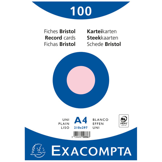 Exacompta Karteikarte DIN A4 blanko rosa 100 St./Pack.