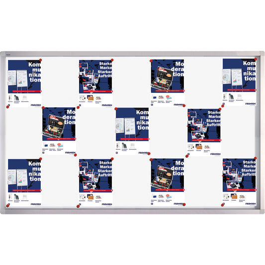 FRANKEN Schaukasten PRO Innenbereich 206,5 x 99 x 4,6 cm (B x H x T) 27 x DIN A4 mit Schloss Aluminium silbereloxiert