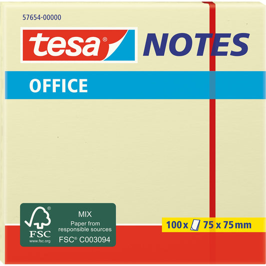 tesa® Haftnotiz Office Notes 75 x 75 mm (B x H) gelb 100 Bl.