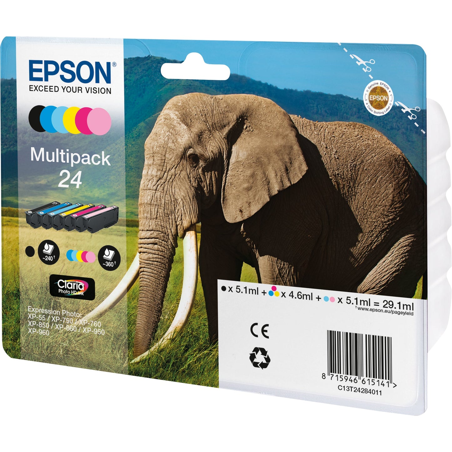 Epson Tintenpatrone Originalzubehör 24 schwarz, mehrfarbig 6 St./Pack.