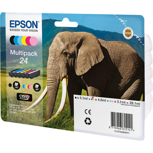 Epson Tintenpatrone Originalzubehör 24 schwarz, mehrfarbig 6 St./Pack.