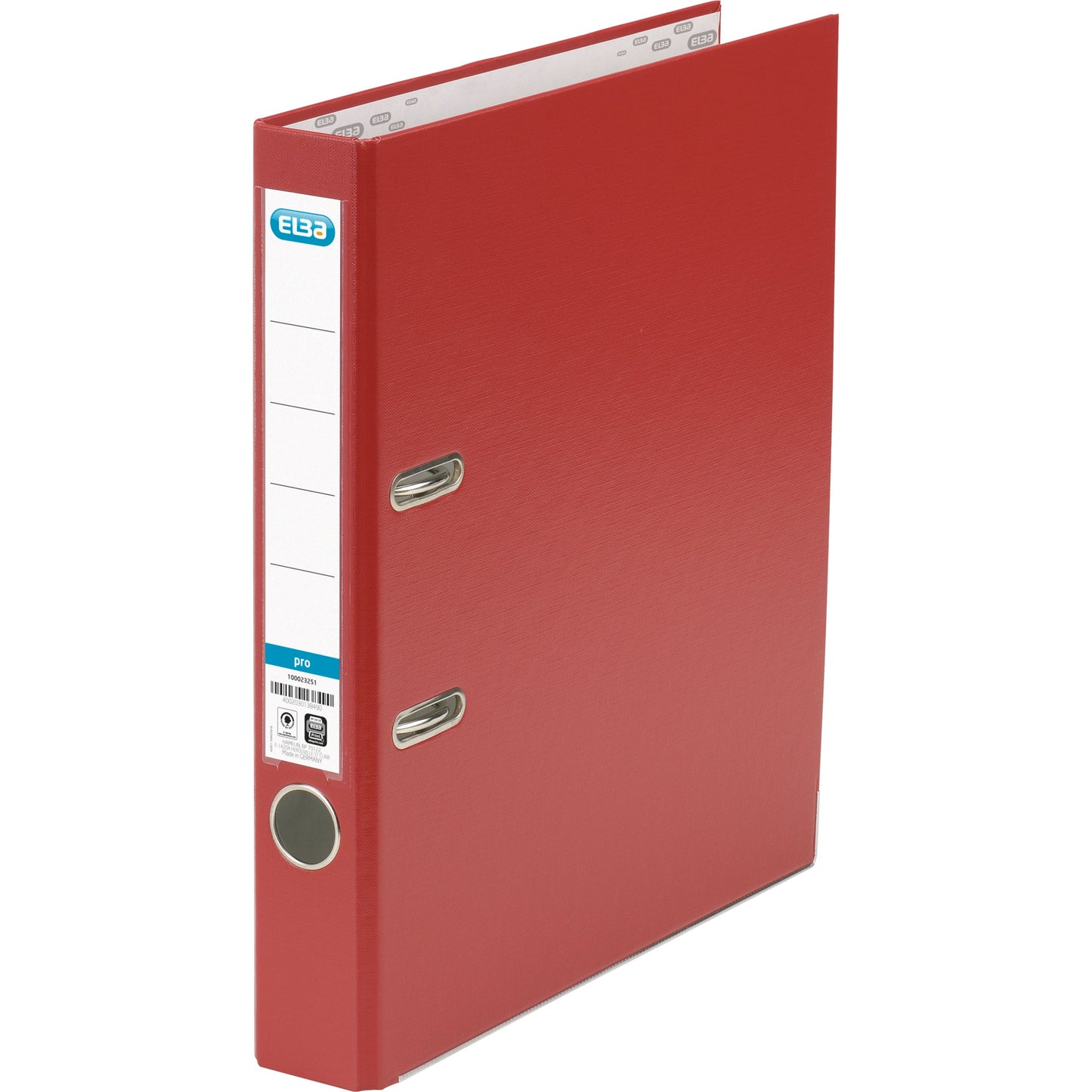 ELBA Ordner smart Pro 50mm DIN A4 Rückenschild: einsteckbar mit Schlitzen Werkstoff: Pappe Material außen: Polypropylen Material innen: Papier rot