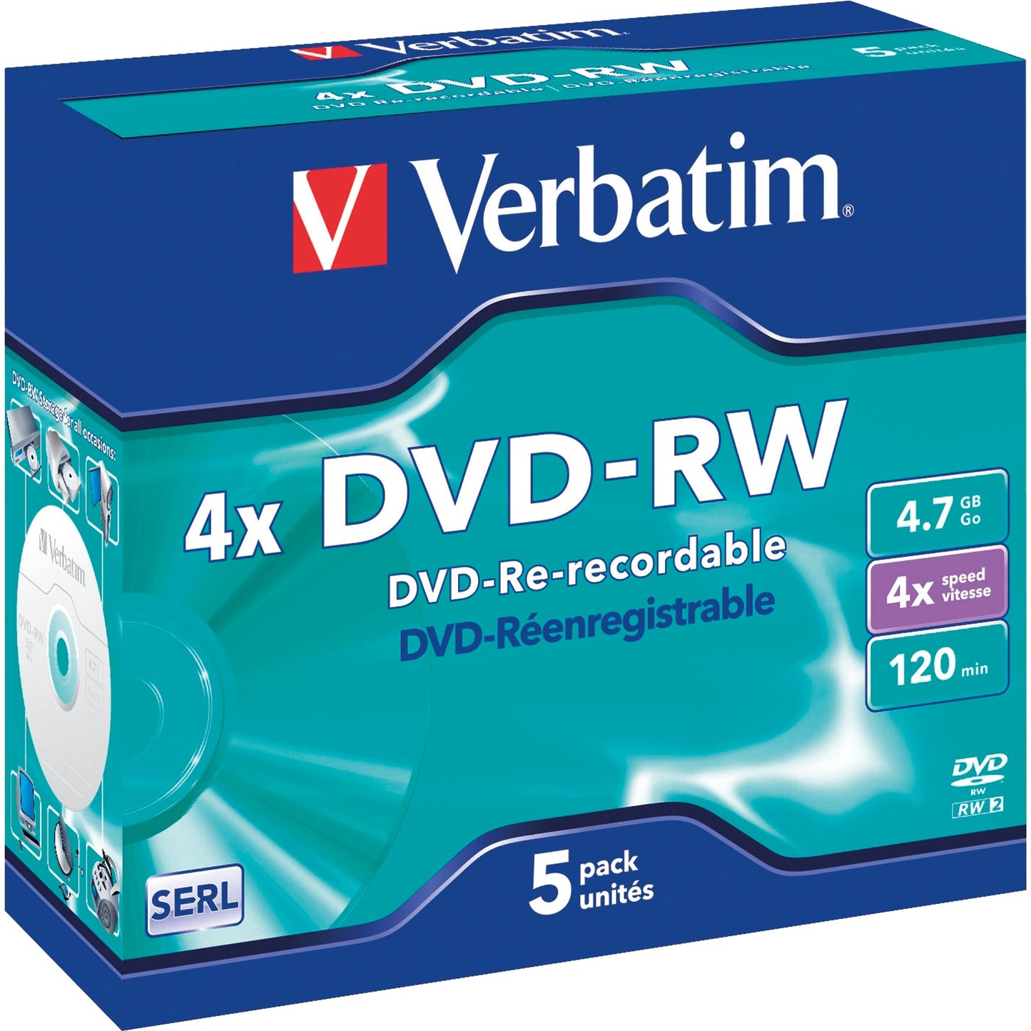 Verbatim DVD-RW 120min 4,7Gbyte 4x 5 St./Pack.