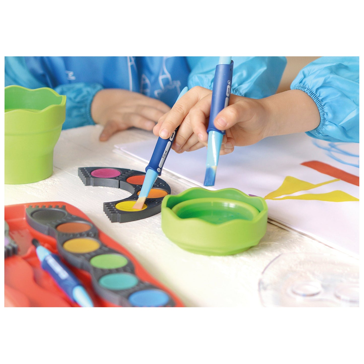 Faber-Castell Farbkasten Connector 12 Farben cyanblau, blaugrün, gelbgrün, ockergelb, siena, schwarz, gelb, orange, zinnoberrot dunkel, magentarot, violett, ultramarinblau Kunststoff