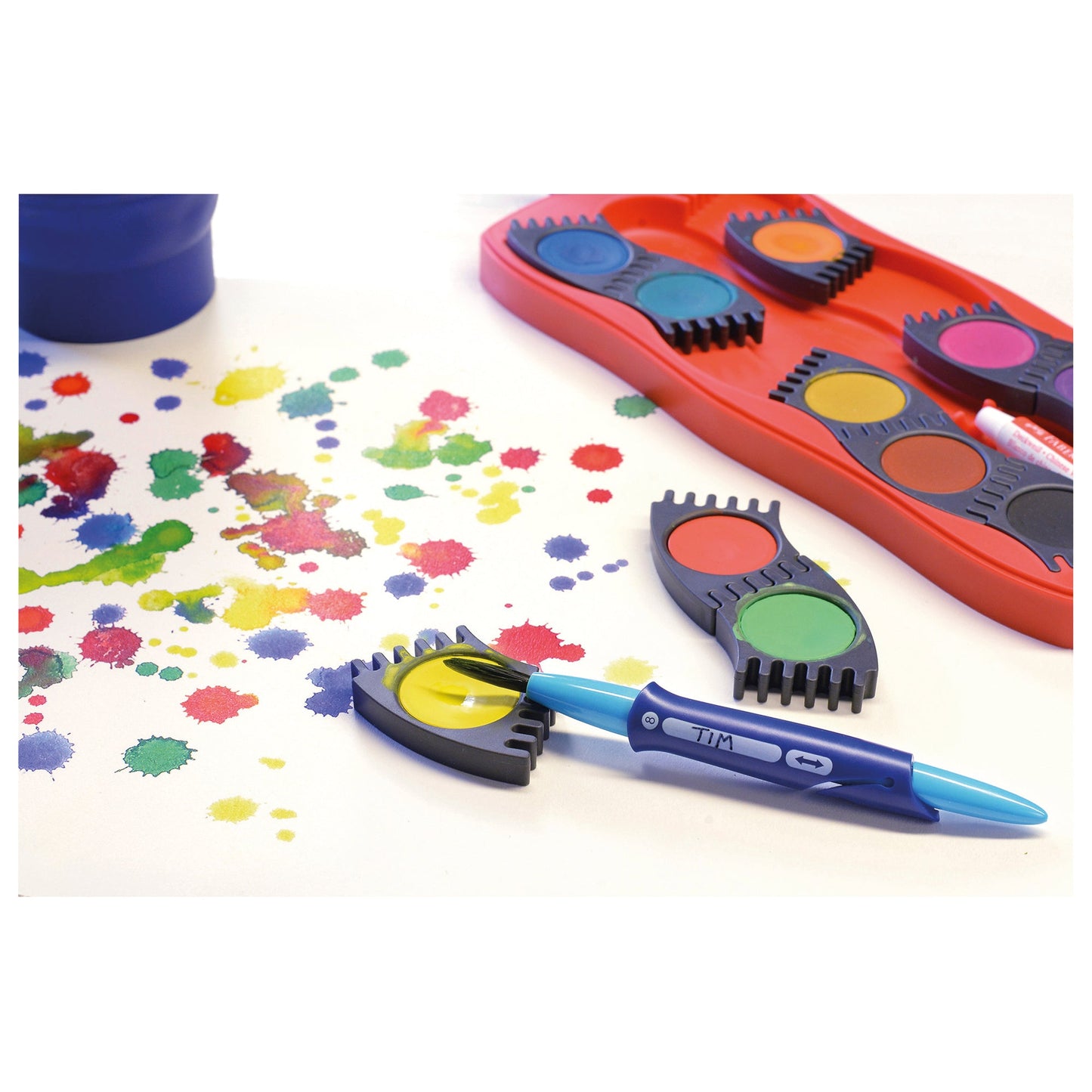 Faber-Castell Farbkasten Connector 12 Farben cyanblau, blaugrün, gelbgrün, ockergelb, siena, schwarz, gelb, orange, zinnoberrot dunkel, magentarot, violett, ultramarinblau Kunststoff