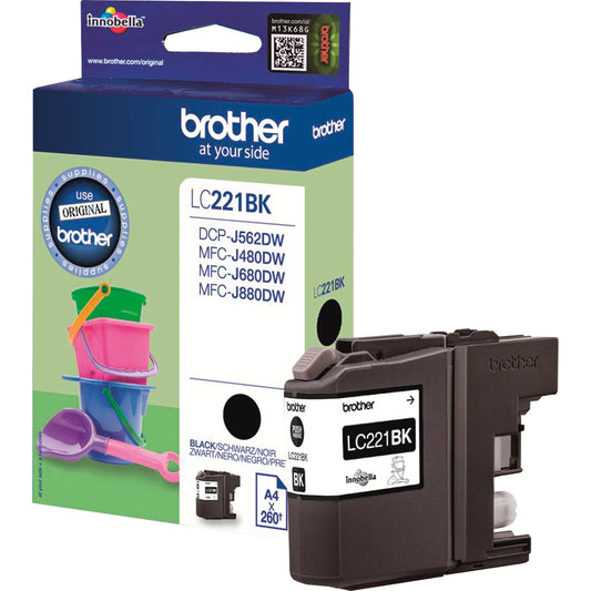 Brother Tintenpatrone Originalzubehör LC-221BK ca. 260 Seiten schwarz 11,8ml
