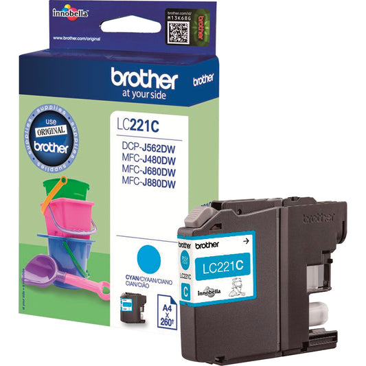 Brother Tintenpatrone Originalzubehör LC-221C ca. 260 Seiten cyan 5,9ml