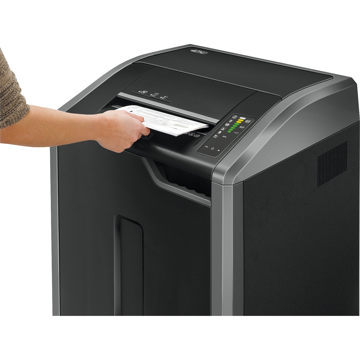 Fellowes® Aktenvernichter Powershred 425Ci P-4 Papier, Heftklammern, Büroklammern, Kreditkarten, CDs/DVDs Partikelschnitt 30 Bl. silber/schwarz