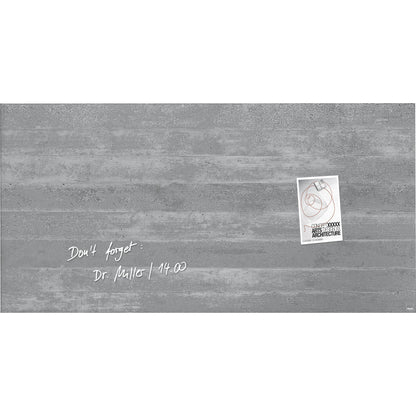 SIGEL Glasboard Artverum 91 x 46 x 1,5 cm (B x H x T) Tafel magnethaftend inkl. 3 starker SuperDym-Magnete Sicherheitsglas design Sichtbeton