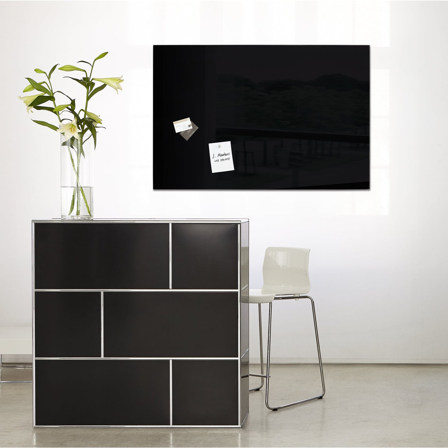 SIGEL Glasboard Artverum 100 x 65 x 1,5 cm (B x H x T) Tafel magnethaftend inkl. 3 extra starke SuperDym-Magnete Sicherheitsglas schwarz
