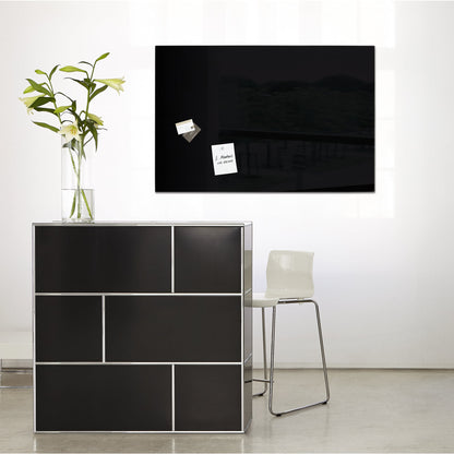SIGEL Glasboard Artverum 100 x 65 x 1,5 cm (B x H x T) Tafel magnethaftend inkl. 3 extra starke SuperDym-Magnete Sicherheitsglas schwarz
