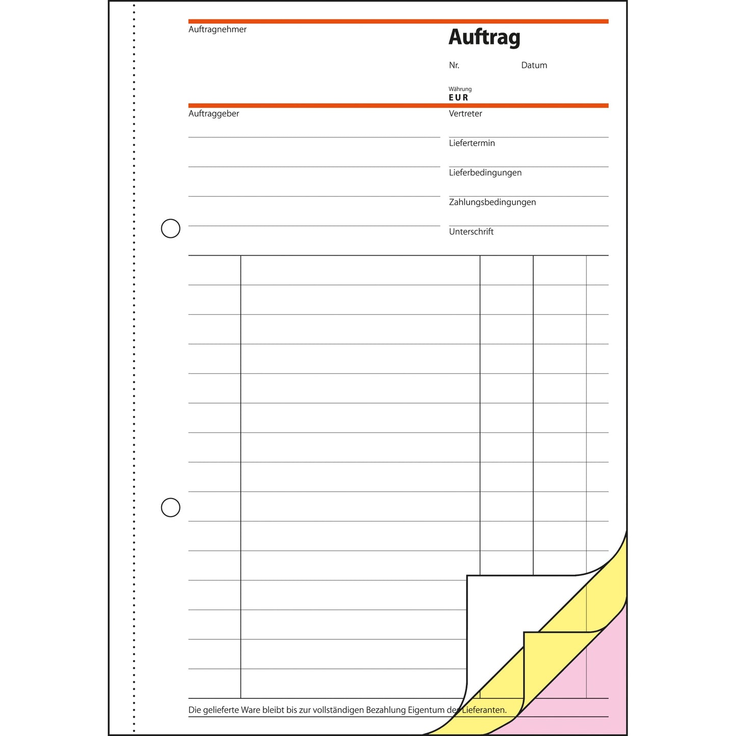 SIGEL Auftragsformular SD 002 DIN A5 56g/m² selbstdurchschreibend 2 Durchschläge handschriftlich, Schreibmaschine rosa, gelb 3 x 40 Bl.
