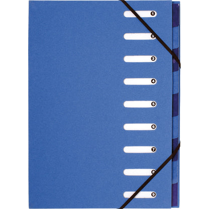 Exacompta Ordnungsmappe Forever DIN A4 270g/m² Karton, 100 % recycelt Farbe: hellblau/dunkelblau 9 Fächer
