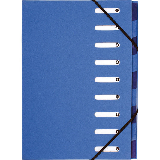 Exacompta Ordnungsmappe Forever DIN A4 270g/m² Karton, 100 % recycelt Farbe: hellblau/dunkelblau 9 Fächer