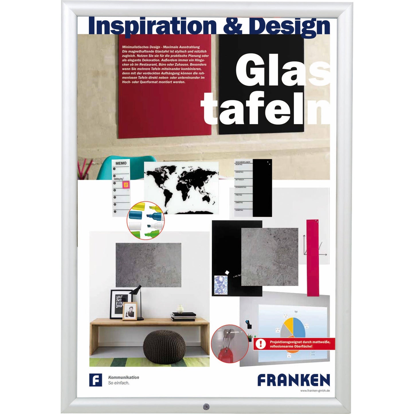 FRANKEN Bilderwechselrahmen Security 48,2 x 65,6 x 1,7 cm (B x H x T) DIN A2 Aluminium silber