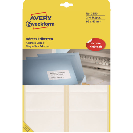 Avery Zweckform Adressetikett 95 x 47 mm (B x H) Papier weiß 240 Etik./Pack.