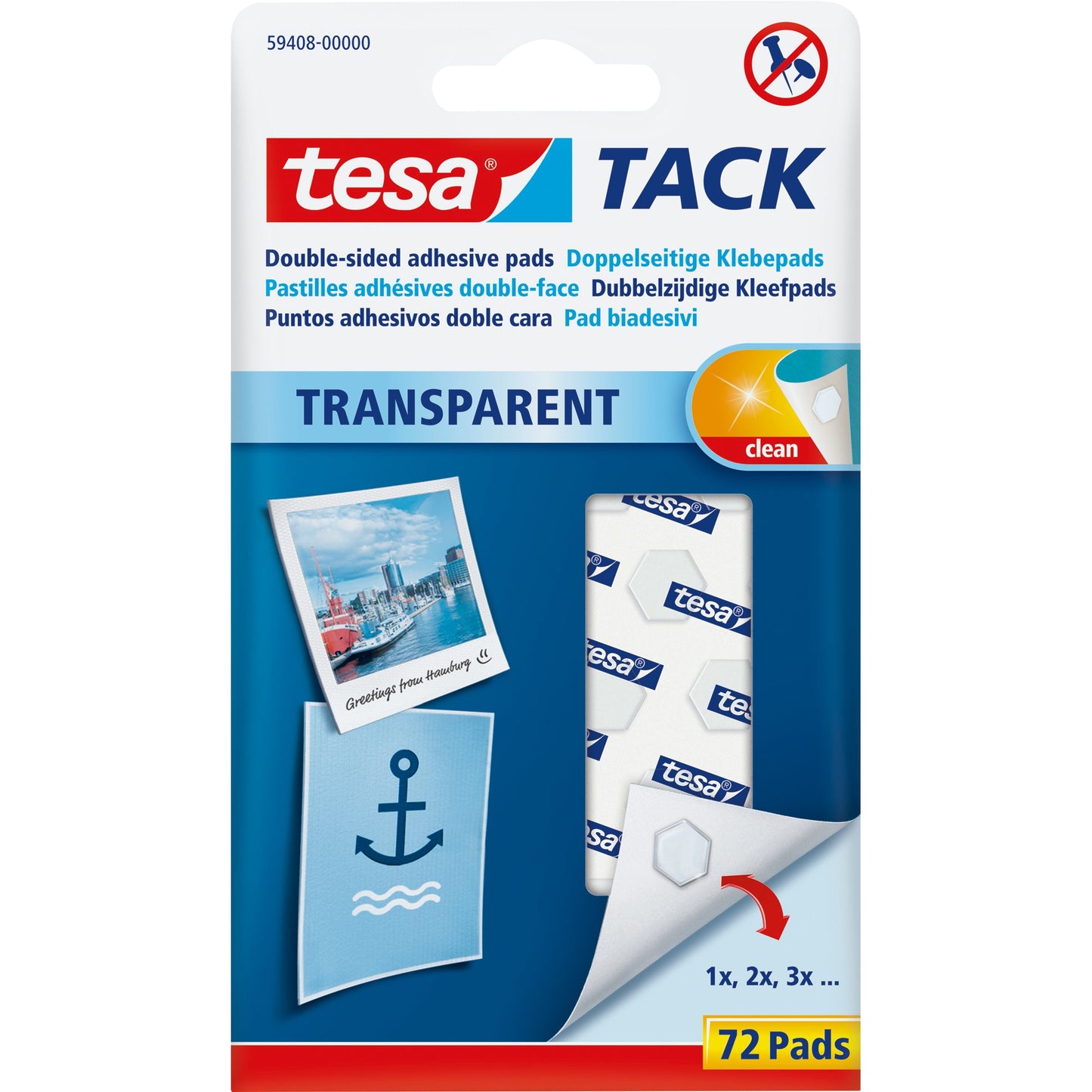 tesa® Klebepad TACK Transparent Papier, Pappe, Fotos 10 x 10 mm (B x L) transparent 72 St./Pack.