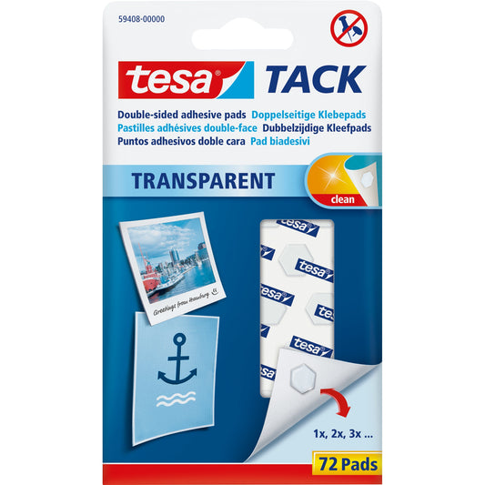 tesa® Klebepad TACK Transparent Papier, Pappe, Fotos 10 x 10 mm (B x L) transparent 72 St./Pack.