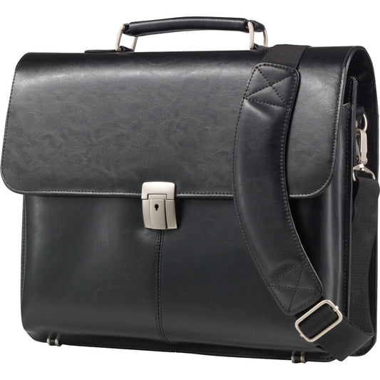 Alassio® Aktentasche FAENZA Außenmaße: 41 x 32,5 x 12 cm (B x H x T) Steckverschluss Leder schwarz