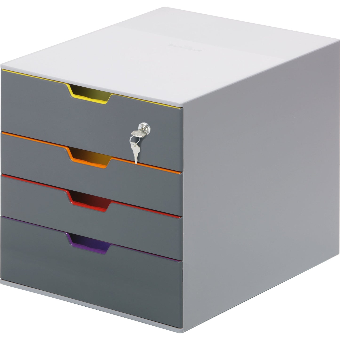 DURABLE Schubladenbox VARICOLOR® 4 Safe 4 Schubladen DIN A4, DIN C4, Folio, Letter ABS Kunststoff/Polystyrol Gehäusefarbe: grau Farbe der Schublade: anthrazit/mehrfarbig