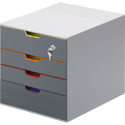 DURABLE Schubladenbox VARICOLOR® 4 Safe 4 Schubladen DIN A4, DIN C4, Folio, Letter ABS Kunststoff/Polystyrol Gehäusefarbe: grau Farbe der Schublade: anthrazit/mehrfarbig