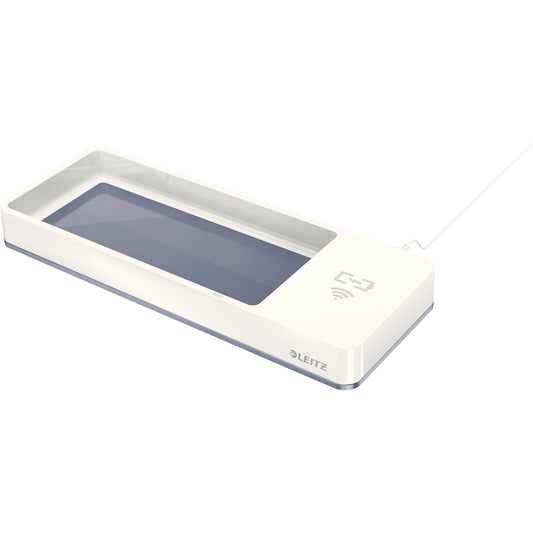 Leitz Stiftschale WOW Duo Colour 26,6 x 2,8 x 10,1 cm (B x H x T) inkl. Qi- Induktionsladegerät Polystyrol grau/weiß 1 Fach