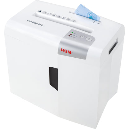 HSM® Aktenvernichter shredstar S10 P-2 Papier, Heftklammern, Büroklammern, Kreditkarten, CDs/DVDs Streifenschnitt weiß/silber