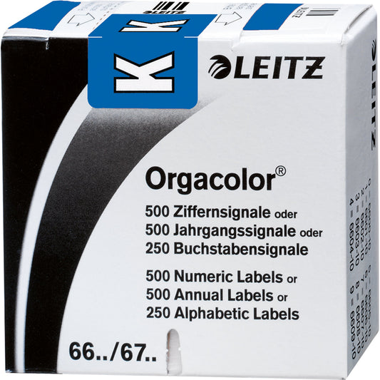 Leitz Buchstabensignal Orgacolor® Leitz Orgacolor® Registratursysteme K selbstklebend Kunstdruckpapier dunkelblau
