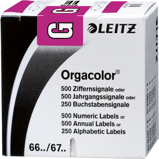 Leitz Buchstabensignal Orgacolor® Leitz Orgacolor® Registratursysteme G selbstklebend Kunstdruckpapier violett