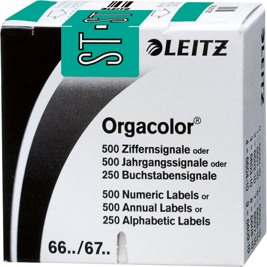 Leitz Buchstabensignal Orgacolor® Leitz Orgacolor® Registratursysteme ST selbstklebend Kunstdruckpapier türkis