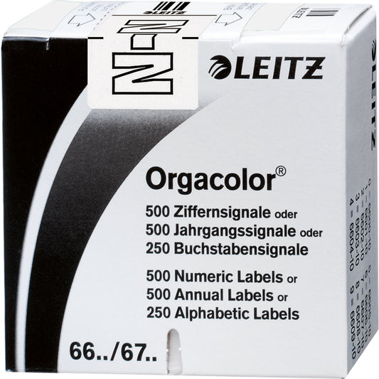 Leitz Buchstabensignal Orgacolor® Leitz Orgacolor® Registratursysteme N selbstklebend Kunstdruckpapier weiß