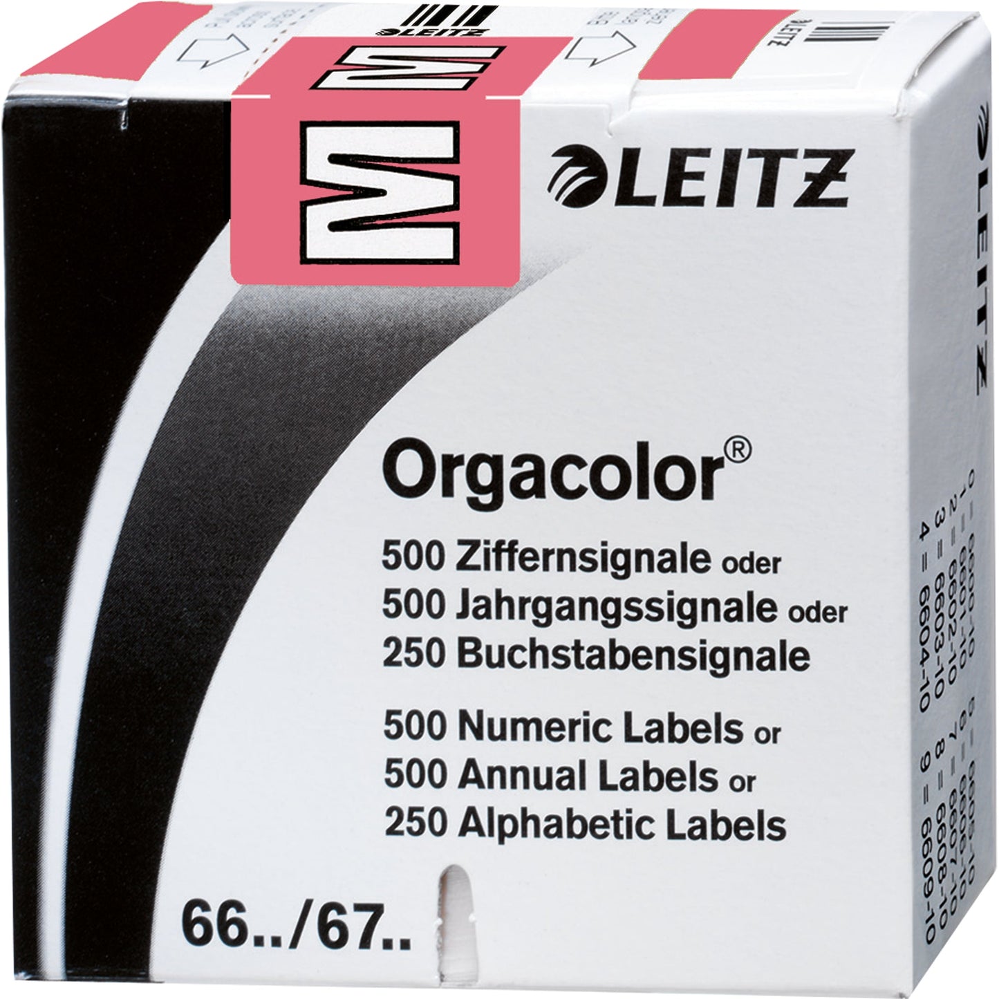 Leitz Buchstabensignal Orgacolor® Leitz Orgacolor® Registratursysteme M selbstklebend Kunstdruckpapier rosa