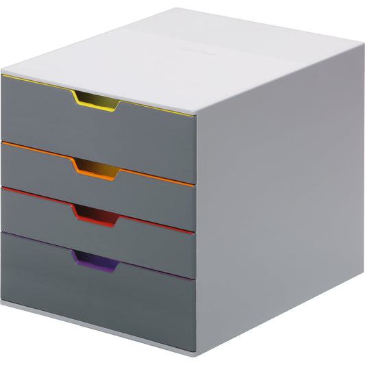 DURABLE Schubladenbox VARICOLOR® 4 4 Schubladen DIN A4, DIN C4, Folio, Letter ABS Kunststoff/Polystyrol Gehäusefarbe: grau Farbe der Schublade: anthrazit/mehrfarbig