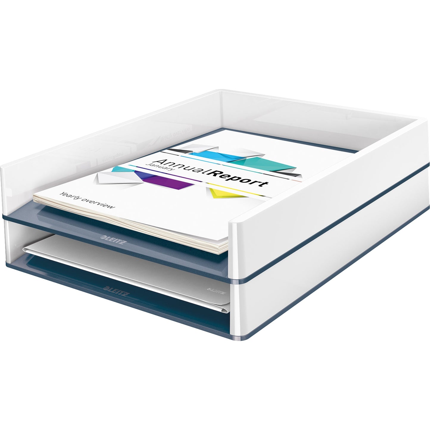 Leitz Briefablage WOW Duo Colour DIN A4, DIN C4, Folio, Letter Polystyrol Farbe: grau/weiß