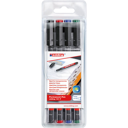 edding Folienstift 141 F 0,6mm farbig sortiert nicht dokumentenecht 4 St./Pack.