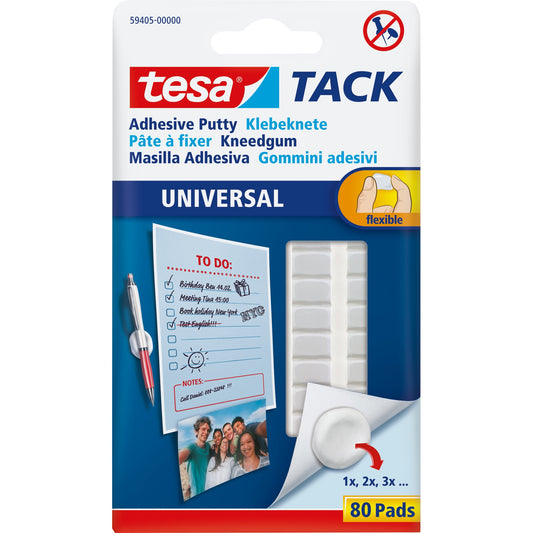tesa® Klebepad TACK Glas, Metall, Holz Innenbereich 8,5 x 13 mm (B x L) weiß 80 St./Pack.