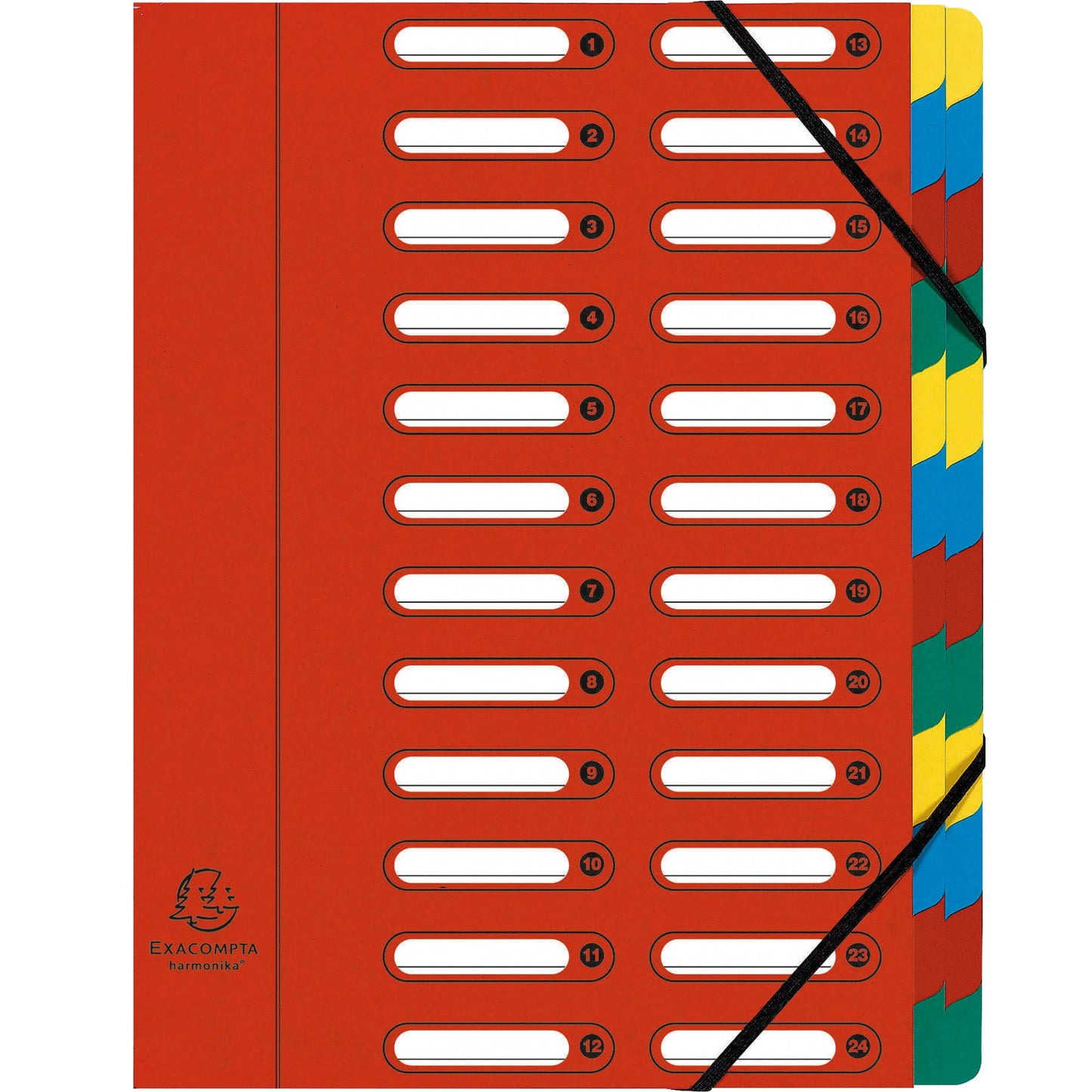Exacompta Ordnungsmappe Harmonika® DIN A4 225g/m² Colorspankarton Farbe: rot Farbe des Fächerblocks: mehrfarbig 24 Fächer