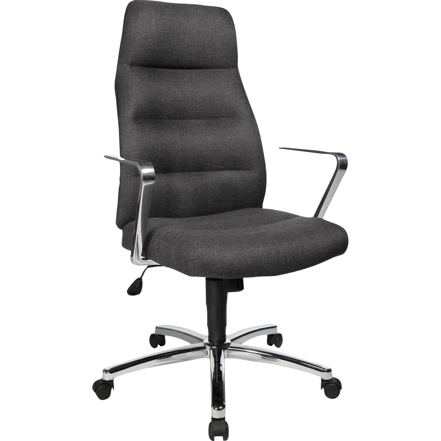 TOPSTAR Chefsessel Chairman 70 44-55cm Synchronmechanik mit Armlehnen Rolle hart gebremst (für Teppichboden) Stahl, verchromt anthrazit